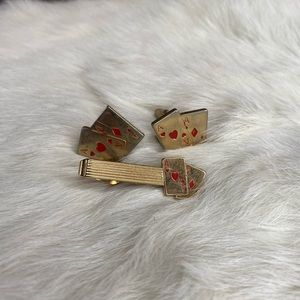 Vintage Swank Ace Casino Cufflinks and Tie Clip